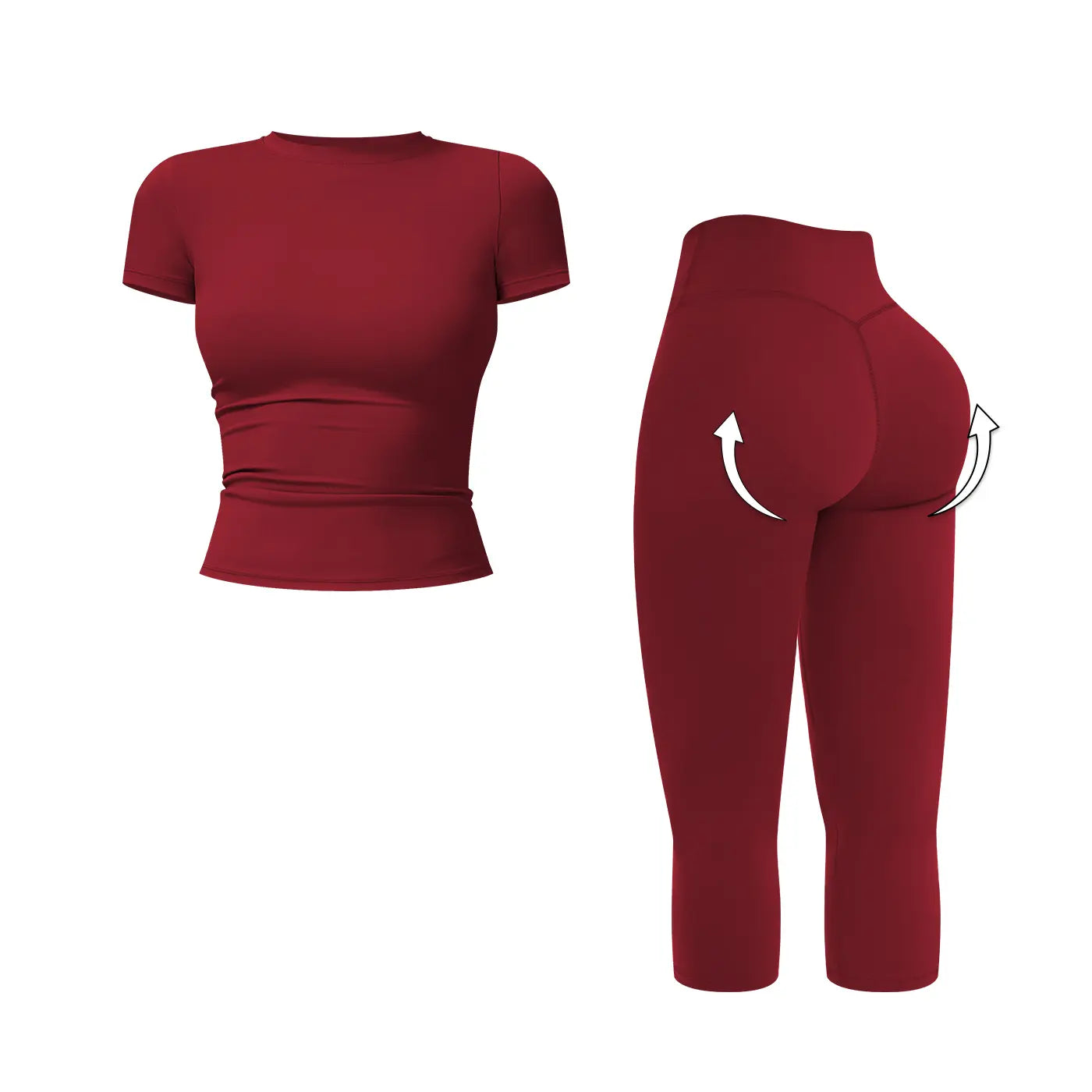 MFVIM Women’S Breathable Body-Shaping Yoga Outfit, High-Waisted Quick-Dry Fitness Wear, Versatile Three-Quarter Shorts Sports Set,Summerwins,Travel Essentials,Camping Essentials