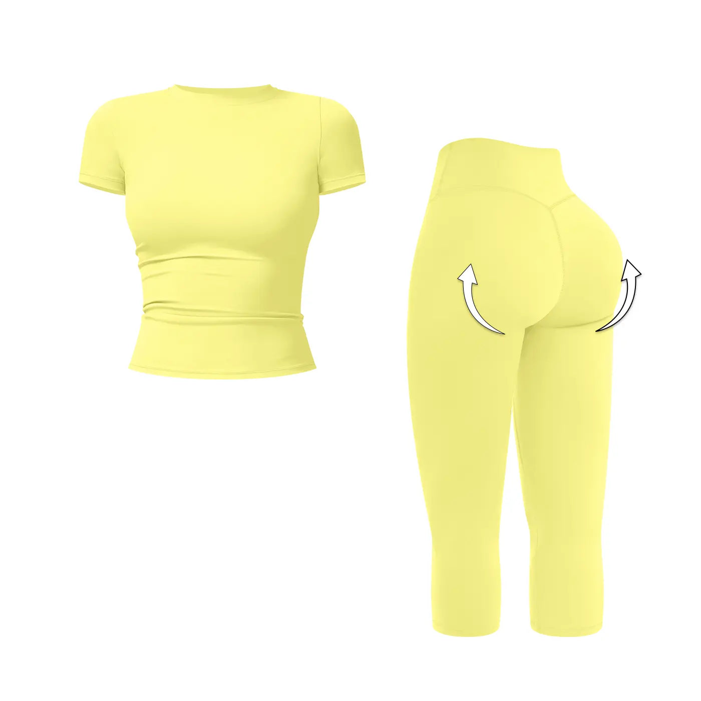 MFVIM Women’S Breathable Body-Shaping Yoga Outfit, High-Waisted Quick-Dry Fitness Wear, Versatile Three-Quarter Shorts Sports Set,Summerwins,Travel Essentials,Camping Essentials