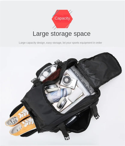 Multifunctional Waterproof Gym Duffel Bag – Large Travel Sports Backpack with Shoe Compartment