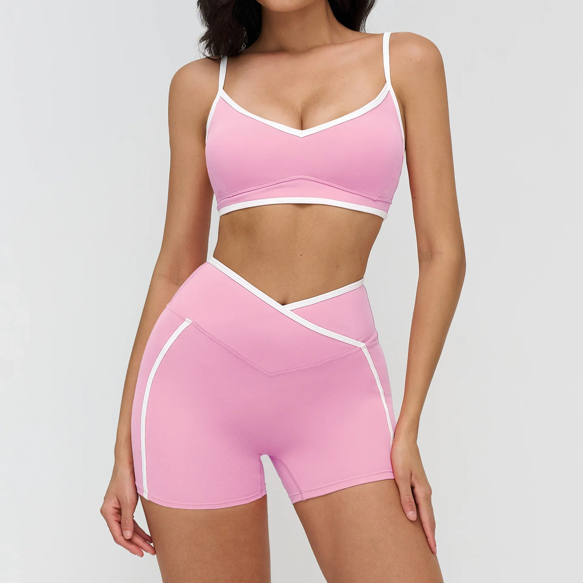 Patchwork Backless Yoga Sets Women Sportswear High Waist Gym Scrunch Bum Shorts Set Female Fitness Sports Suit Workout Clothes