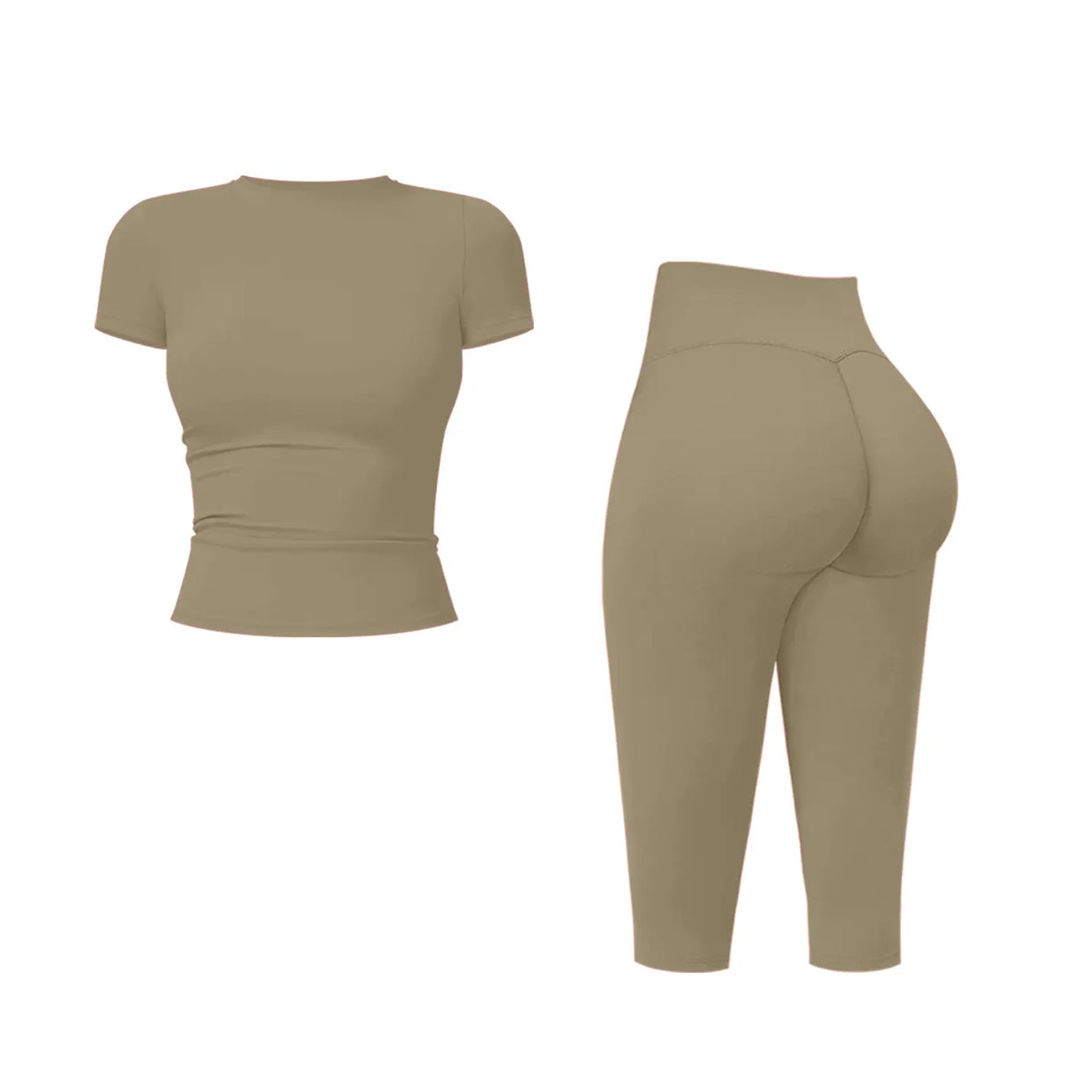 MFVIM Women’S Breathable Body-Shaping Yoga Outfit, High-Waisted Quick-Dry Fitness Wear, Versatile Three-Quarter Shorts Sports Set,Summerwins,Travel Essentials,Camping Essentials