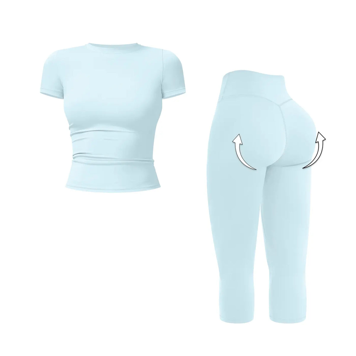 MFVIM Women’S Breathable Body-Shaping Yoga Outfit, High-Waisted Quick-Dry Fitness Wear, Versatile Three-Quarter Shorts Sports Set,Summerwins,Travel Essentials,Camping Essentials