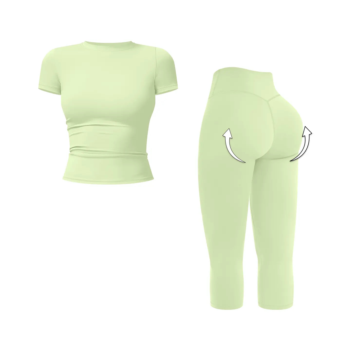 MFVIM Women’S Breathable Body-Shaping Yoga Outfit, High-Waisted Quick-Dry Fitness Wear, Versatile Three-Quarter Shorts Sports Set,Summerwins,Travel Essentials,Camping Essentials