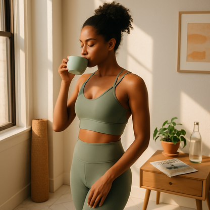 Cross Back Sport Bra Green-Red-Black Color Combo