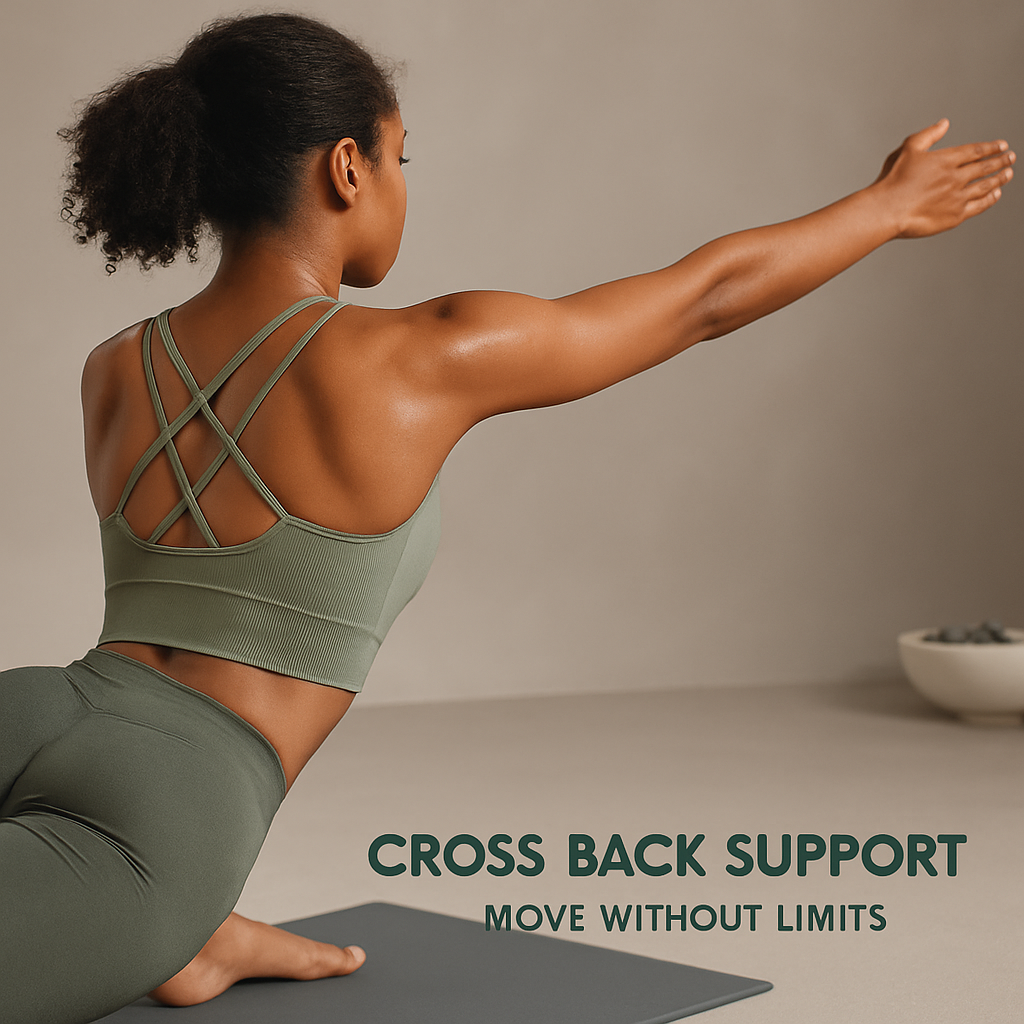Cross Back Sport Bra Green-Red-Black Color Combo