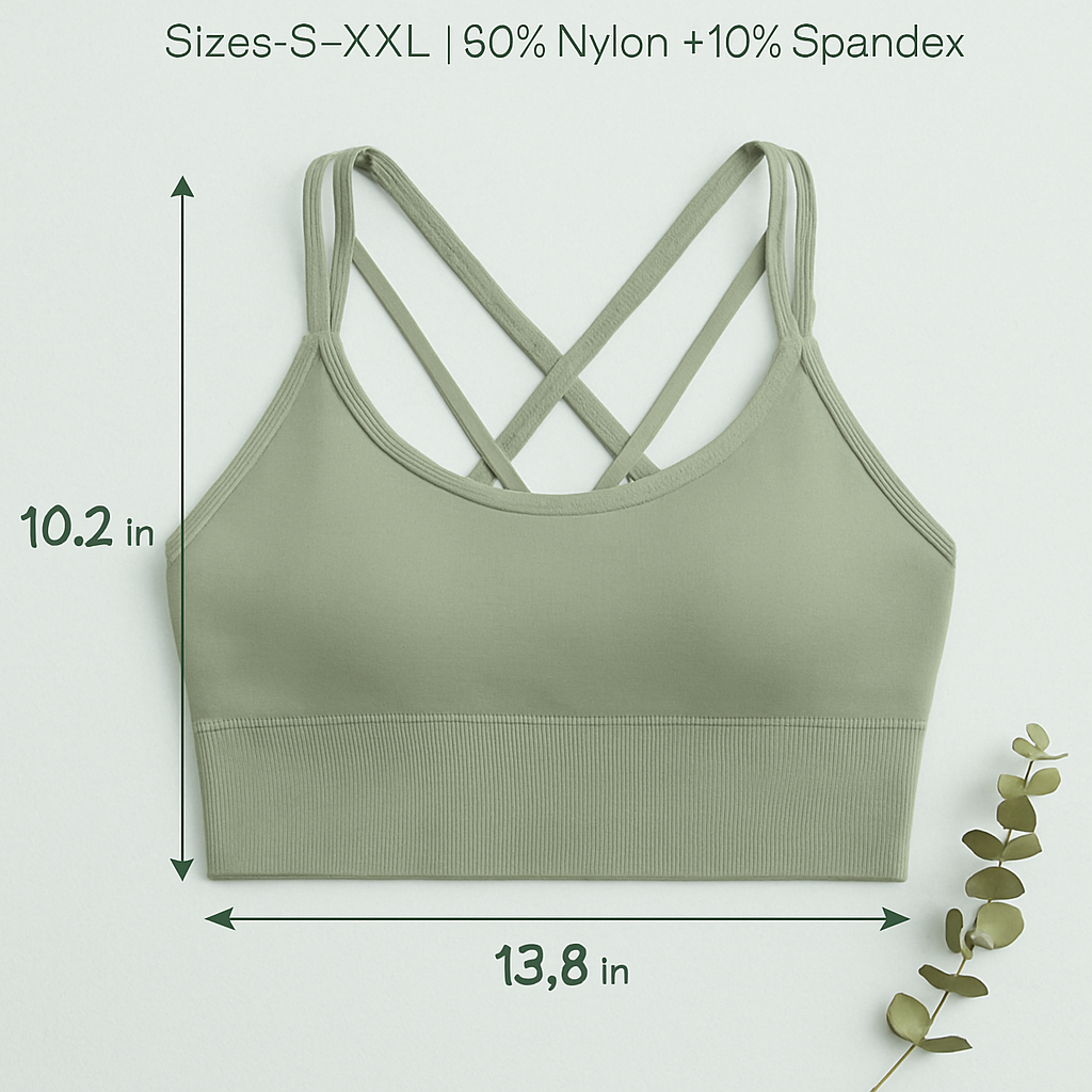 Cross Back Sport Bra Green-Red-Black Color Combo